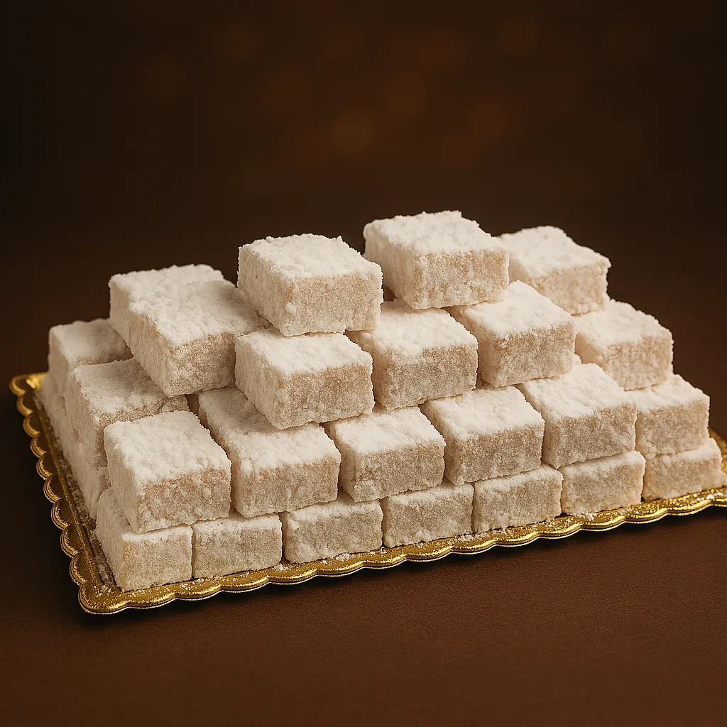 Traditional Turkish delight with walnuts