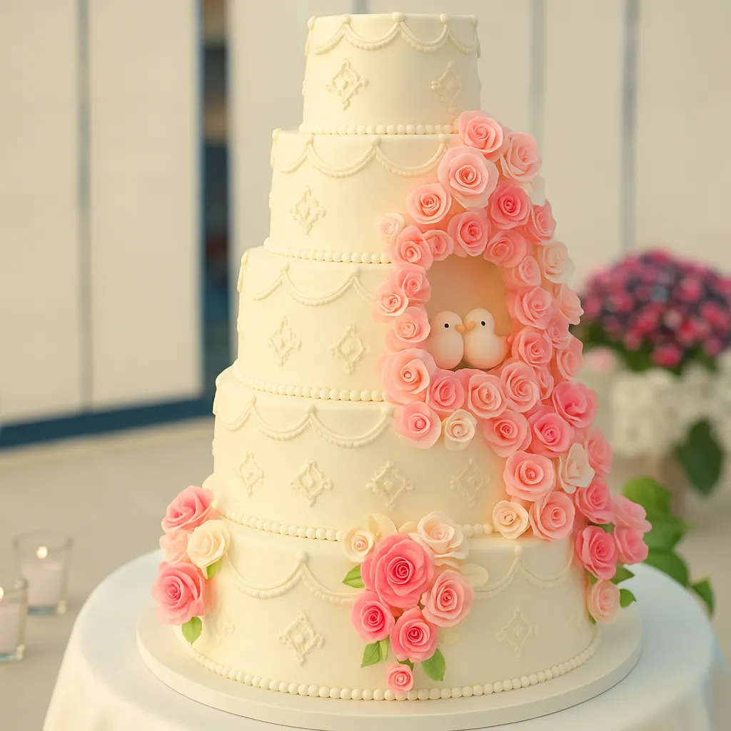 Tortë Romantike me Trëndafila
